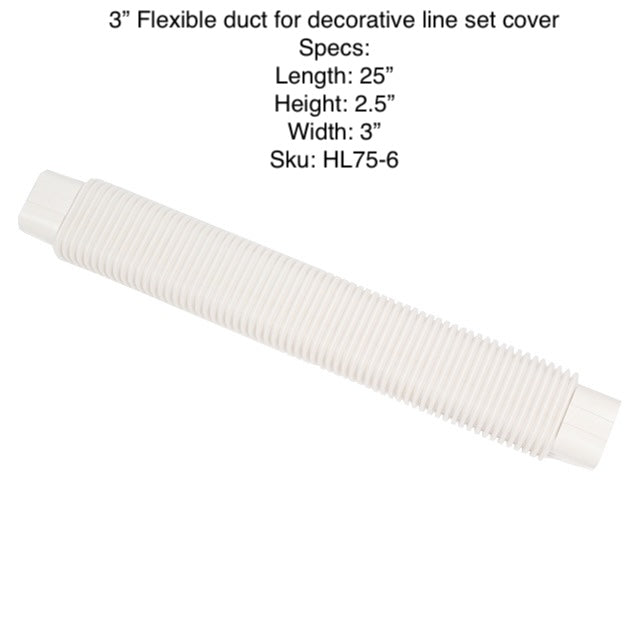 3” Flexible duct for decorative line set cover