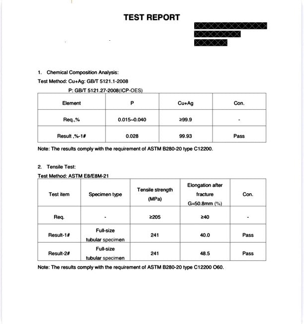 Line Set with Insulation Test Report